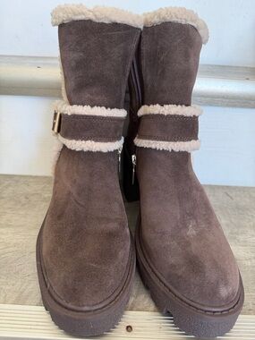 Blondo Brown Suede Faux-Fur Lined Ankle Boots